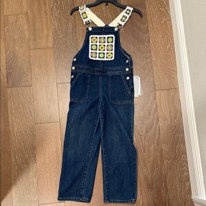 Tractr Navy Overalls with Floral Embroidery